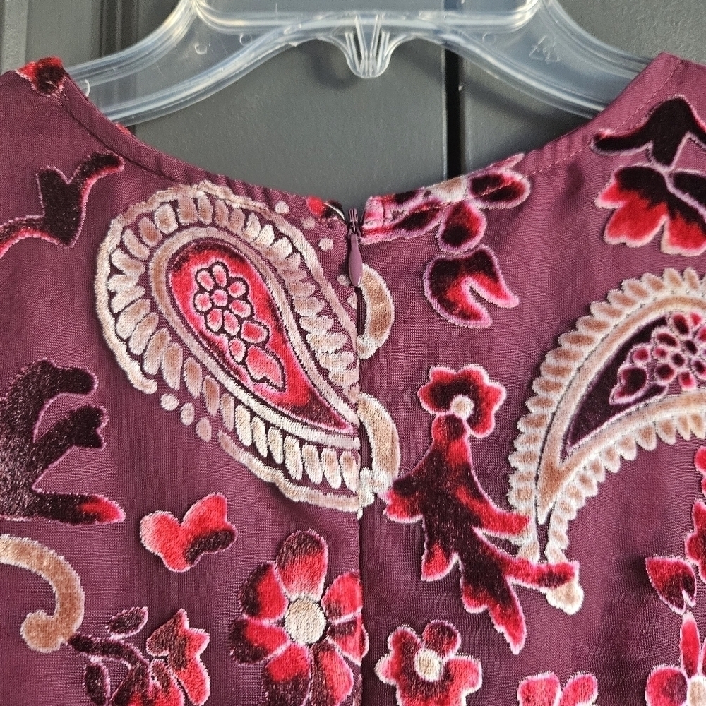 NWT Chelsea & Violet Maroon Velvet Boho Paisley Jumpsuit Sz Medium‎ - Picture 8 of 14